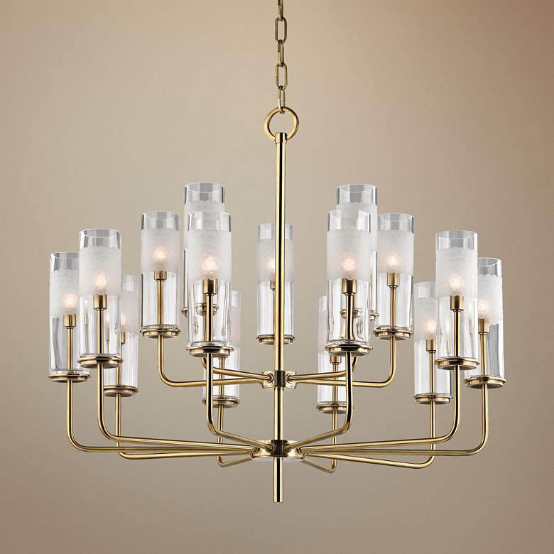 Image 1 Hudson Valley Wentworth 31 inch Wide Aged Brass Chandelier