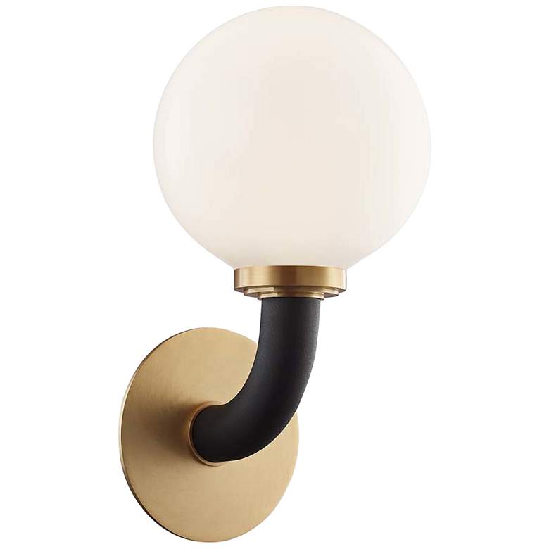Image 1 Hudson Valley Werner 15"H Aged Brass and Black Wall Sconce