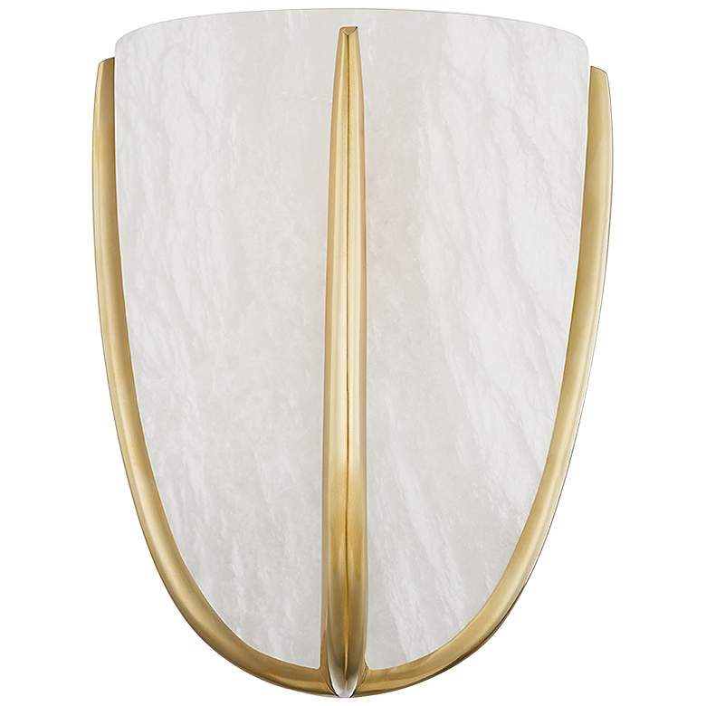 Image 1 Hudson Valley Wheatley 9 1/4 inch High Aged Brass Wall Sconce