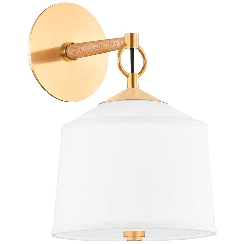 Image 1 Hudson Valley White Plains 13 1/2"H Aged Brass Wall Sconce