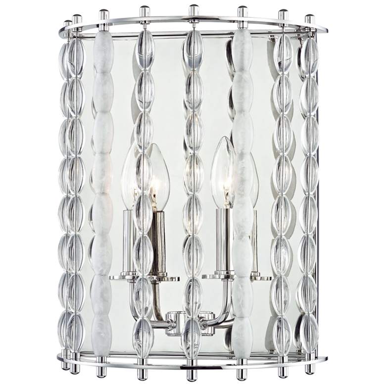 Image 1 Hudson Valley Whitestone 14" High Nickel 2-Light Wall Sconce