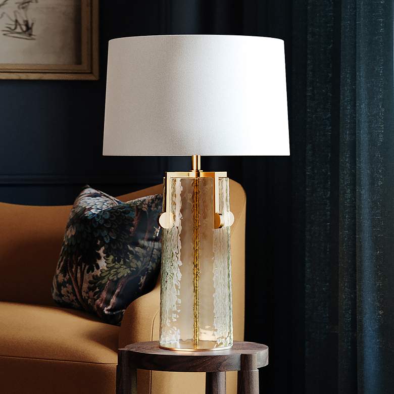 Image 2 Hudson Valley Wildwood 18" 1 Lt. Aged Brass Table Lamp