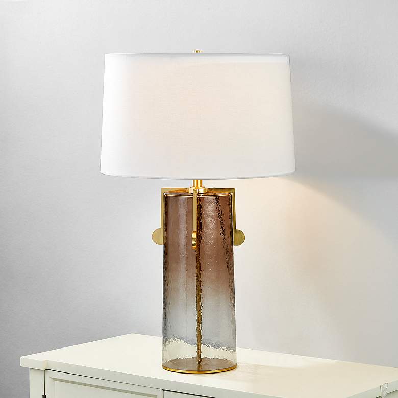 Image 7 Hudson Valley Wildwood 18" 1 Lt. Aged Brass Table Lamp more views