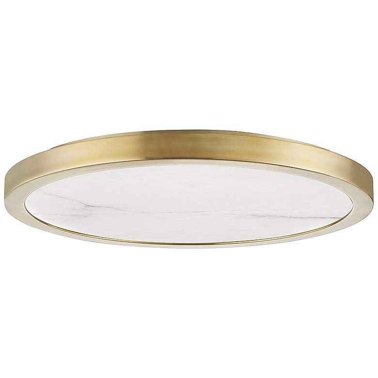 Image 2 Hudson Valley Woodhaven 18"W Aged Brass LED Ceiling Light