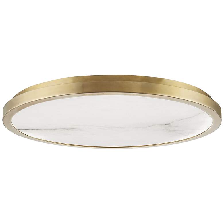 Image 2 Hudson Valley Woodhaven 24 inchW Aged Brass LED Ceiling Light