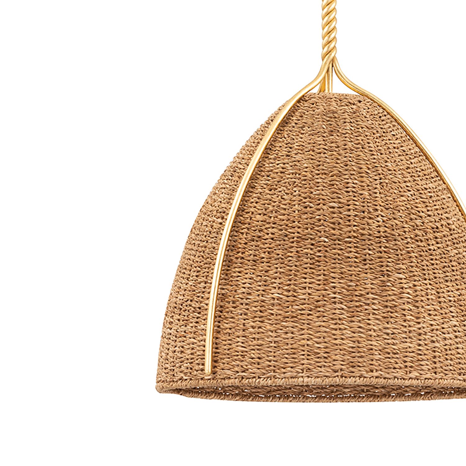 Image 2 Hudson Valley Woodlawn 18 1/2" Gold and Natural Fiber Dome Pendant more views