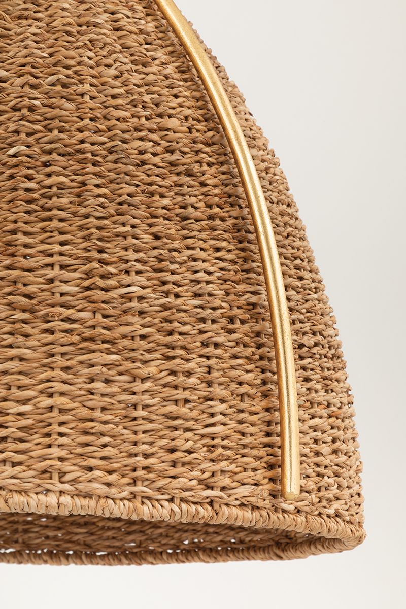Image 5 Hudson Valley Woodlawn 18 1/2" Gold and Natural Fiber Dome Pendant more views