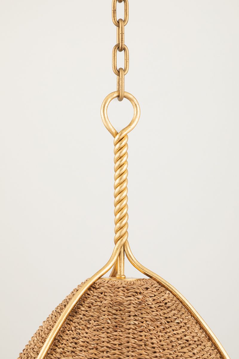 Image 6 Hudson Valley Woodlawn 18 1/2" Gold and Natural Fiber Dome Pendant more views