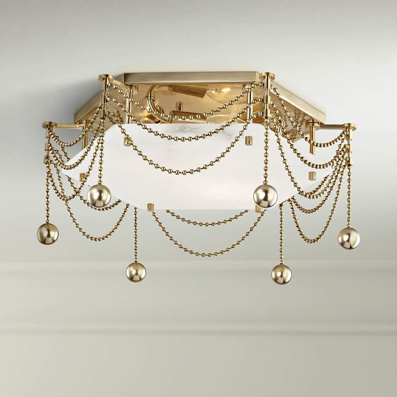 Image 1 Hudson Valley Zariah 17" Wide Aged Brass Ceiling Light