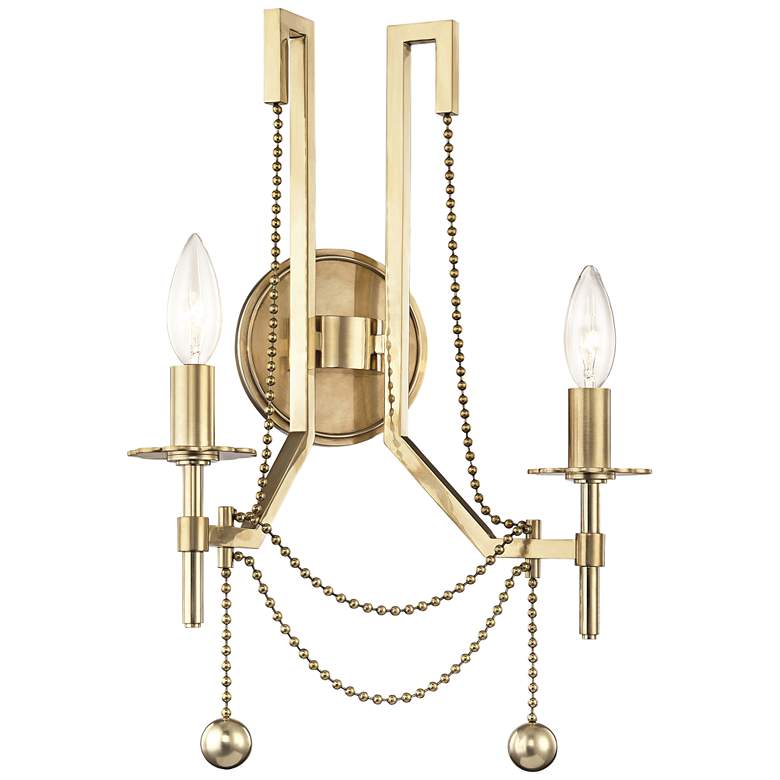 Image 1 Hudson Valley Zariah 18 1/4"H Aged Brass 2-Light Wall Sconce