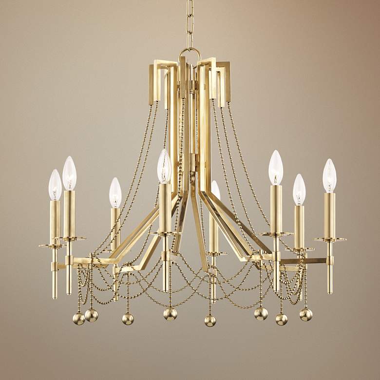 Image 1 Hudson Valley Zariah 27 1/2"W Aged Brass 8-Light Chandelier