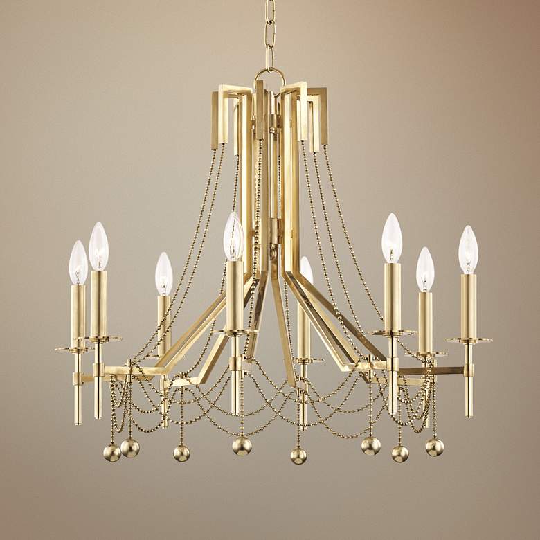 Image 1 Hudson Valley Zariah 27 1/2 inchW Aged Brass 8-Light Chandelier