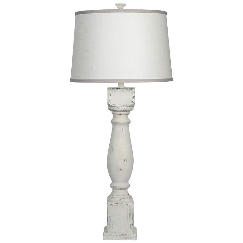 Image 1 Hudson White Ivory Gray Shade Table Lamp