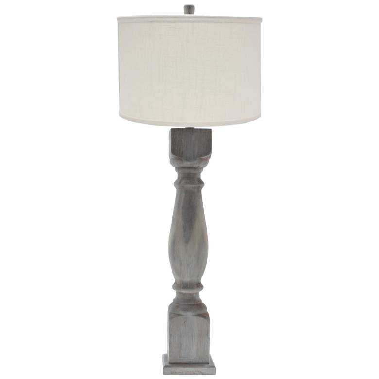 Image 1 Hudson White Wash Table Lamp with Ivory Linen Shade