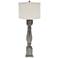 Hudson White Wash Table Lamp with Ivory Linen Shade