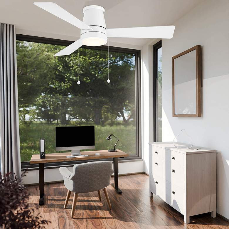 Hug Fan White 3-Blade Hugger Ceiling Fan with Pull Chain - #4084M | Lamps Plus
