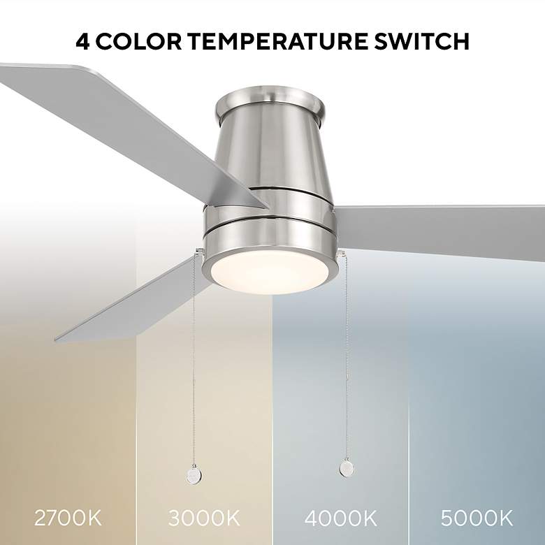 Image 2 Hug Indoor/Outdoor 3-Blade 52" Flush Mount Fan Nickel 4CCT LED more views