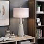 Hughes 32" Gray Faux Wood and Polished Steel Conical Table Lamp