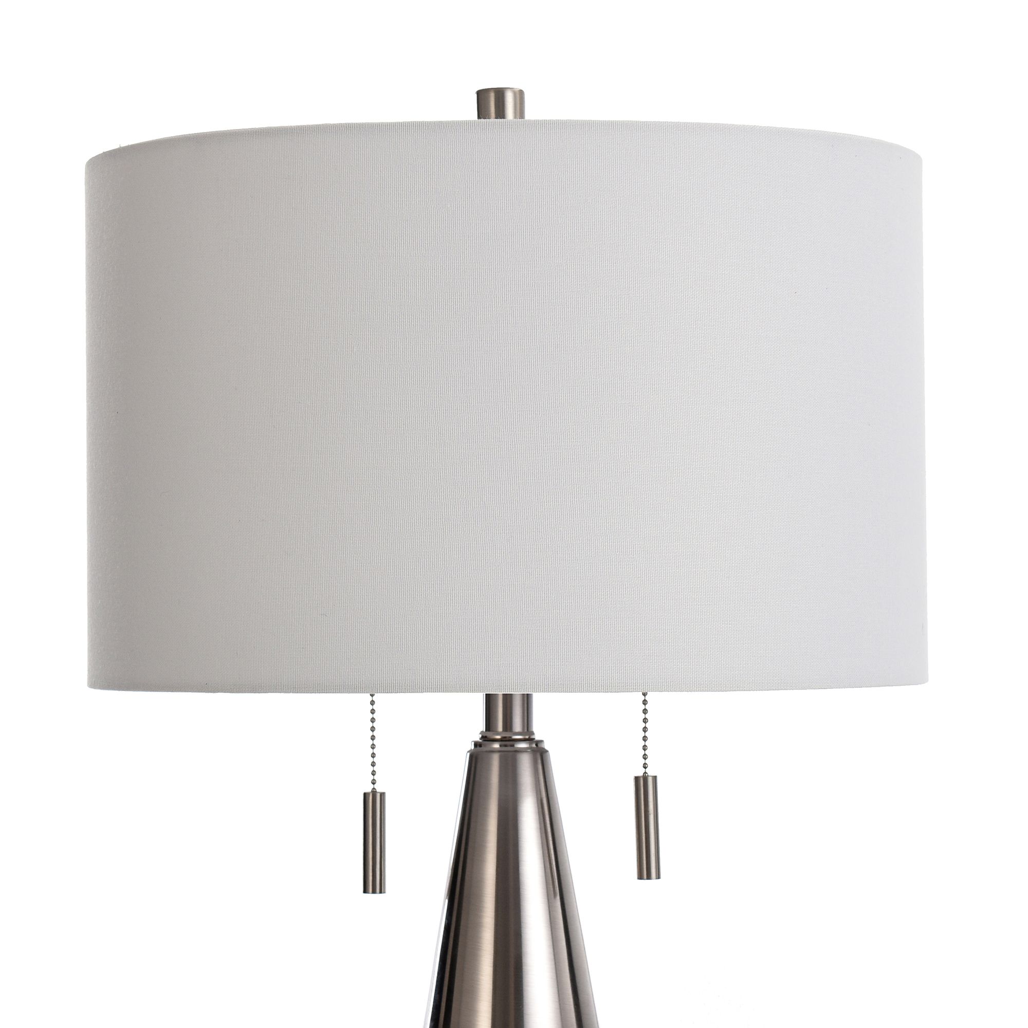 Image 3 Hughes 32" Gray Faux Wood and Polished Steel Conical Table Lamp more views