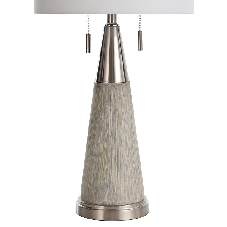 Image 4 Hughes 32 inch Gray Faux Wood and Polished Steel Conical Table Lamp more views