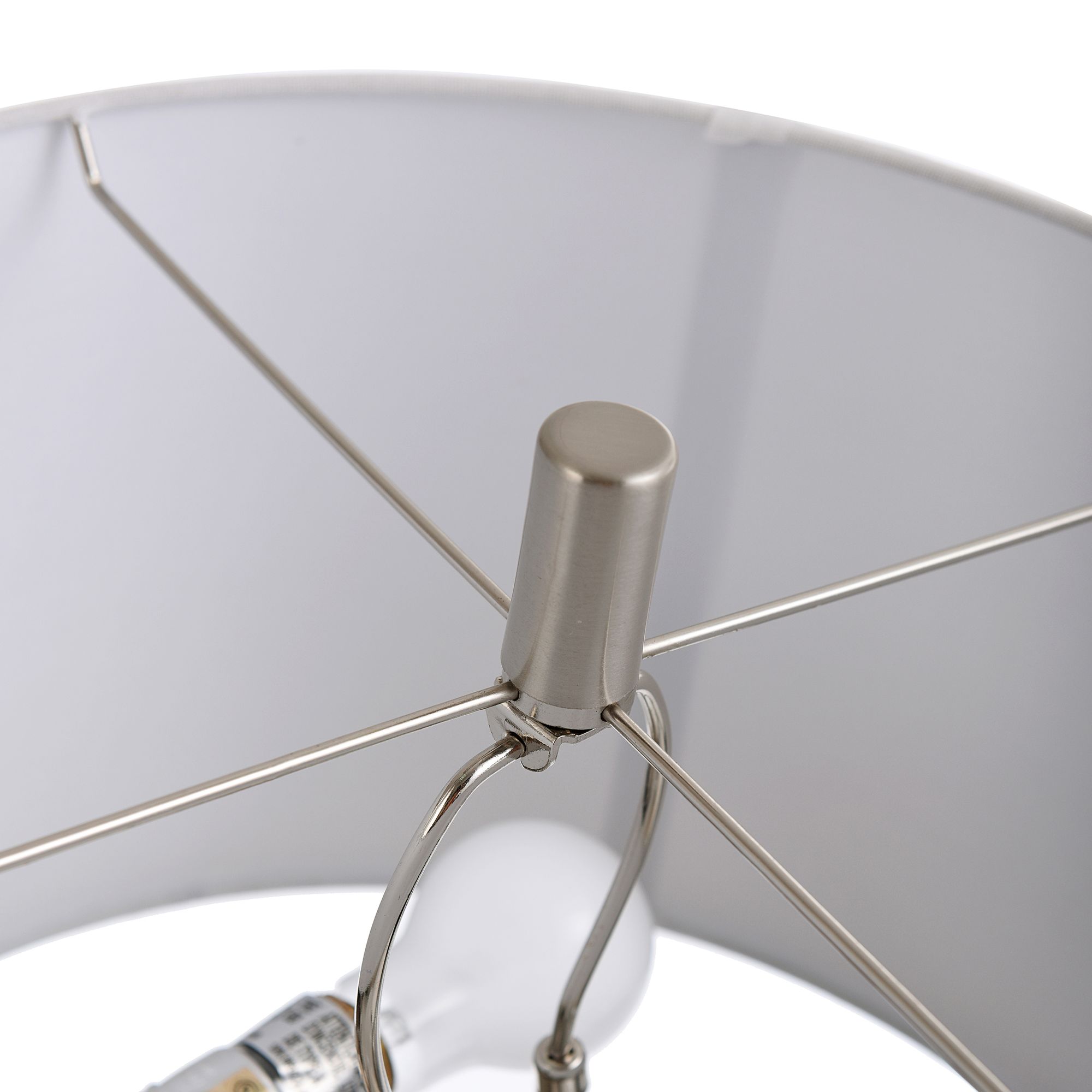 Image 5 Hughes 32" Gray Faux Wood and Polished Steel Conical Table Lamp more views