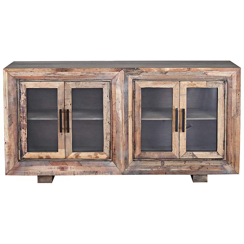 Image 2 Hughes Sideboard - Natural Finish On Reclaimed Wood With Plain Glass