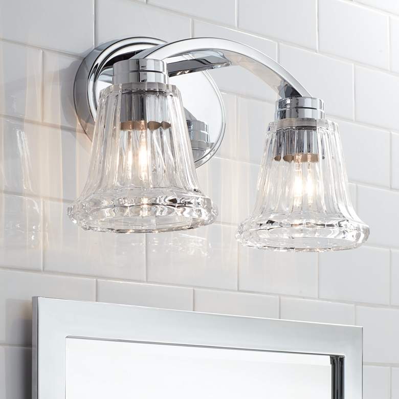 Image 1 Hughson 16" Wide Chrome and Glass 2-Light Bath Light