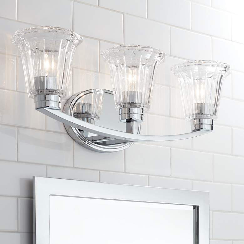 Image 1 Hughson 24" Wide Chrome and Glass 3-Light Bath Light