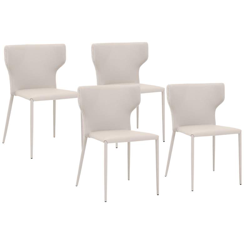 Image 1 Hugo Buff Gray Synthetic Leather Dining Chairs Set of 4