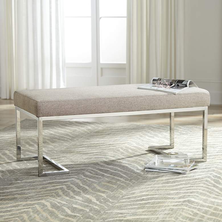 Image 1 Hugo Gray-Beige Cushioned Rectangular Bench