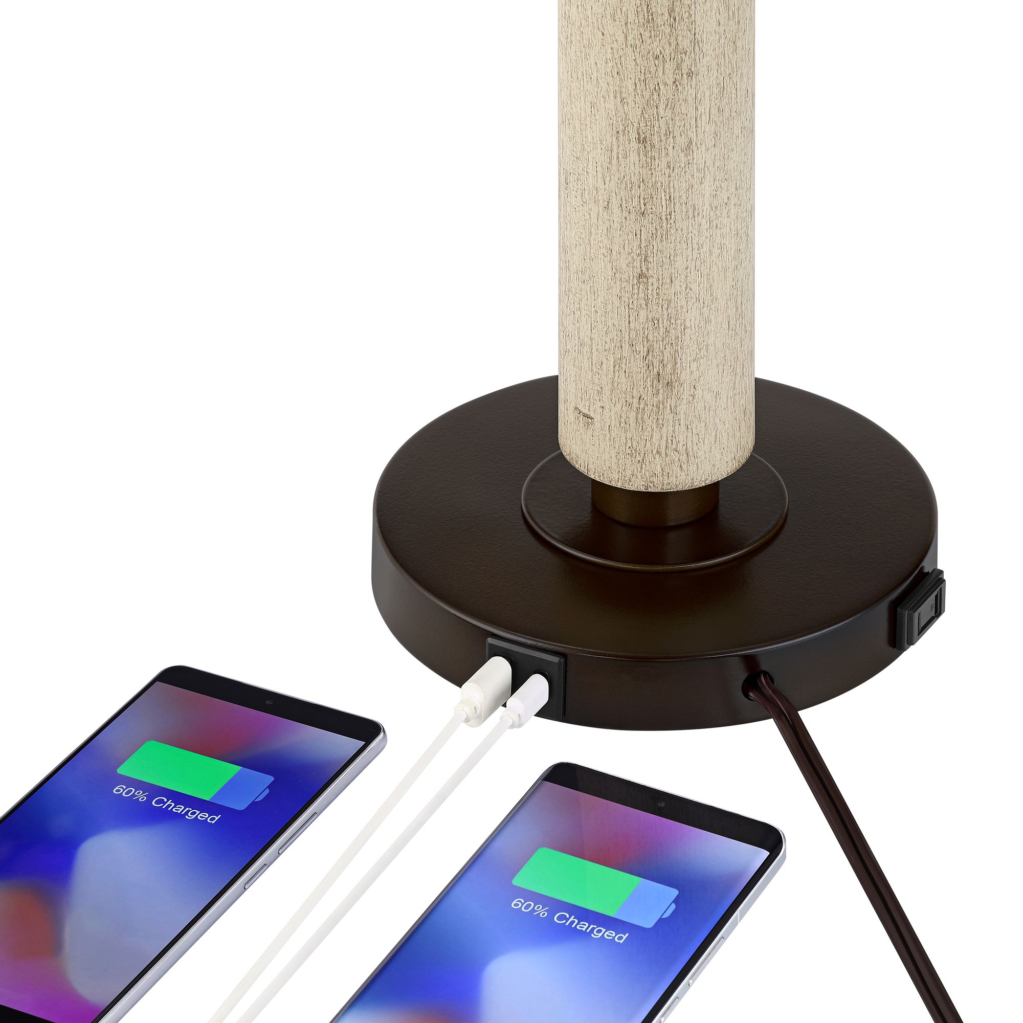 Hugo Rustic Modern Wood Column Pull Chain USB Table Lamp 45R03 Lamps Plus