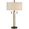 Hugo Whitewashed Wood Column USB Table Lamp With Dimmer