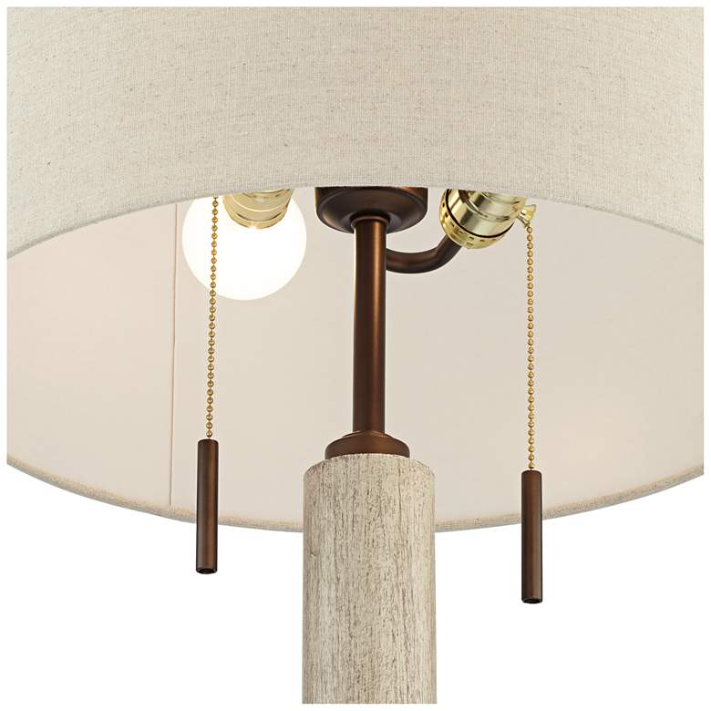 Image 7 Hugo Whitewashed Wood Column USB Table Lamp With Dimmer more views