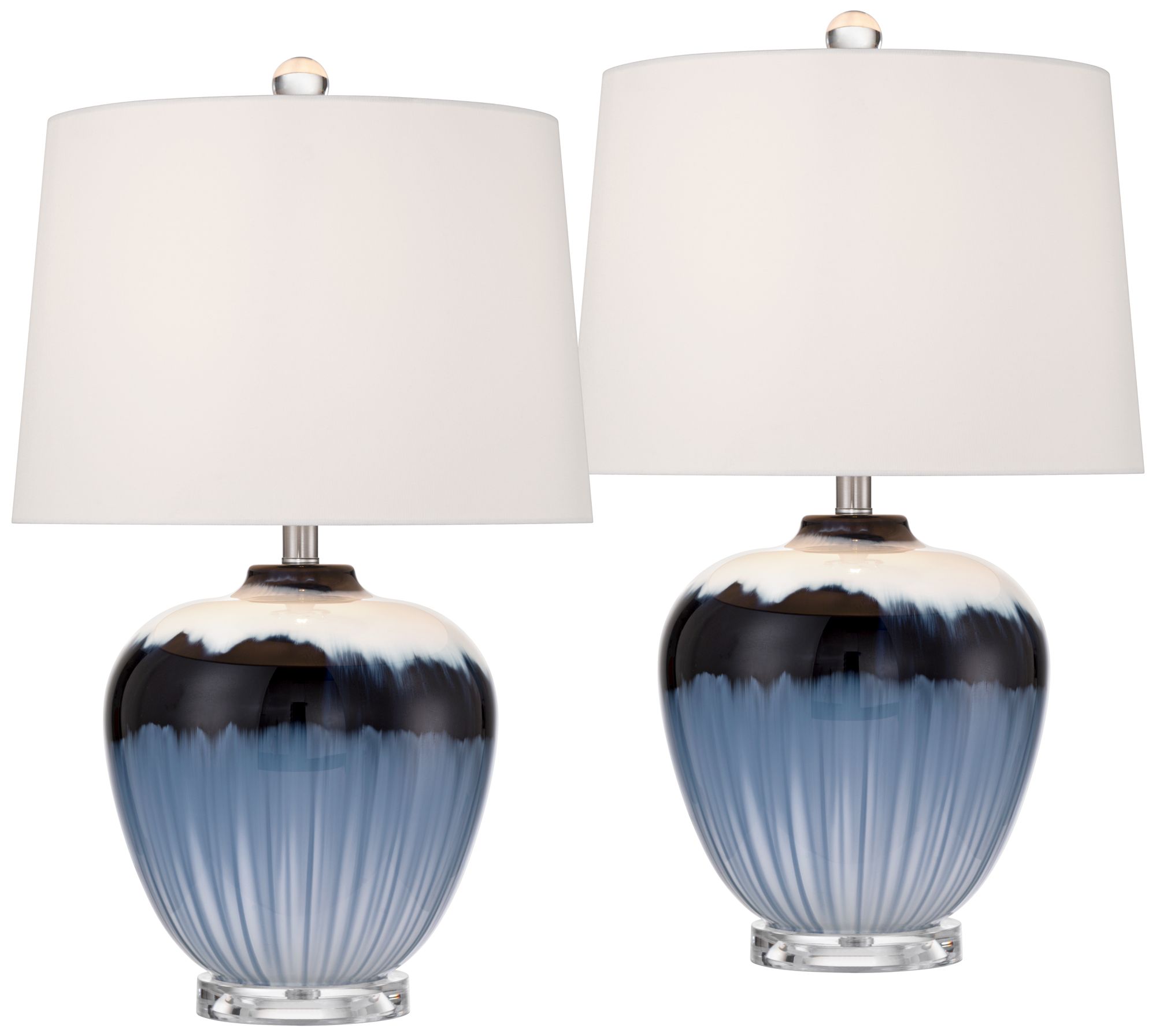 Image 2 Hulda 26" High Blue Art Glass Table Lamp Set of 2