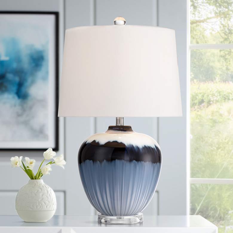 Image 1 Hulda 26" High Blue Art Glass Table Lamp