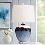 1_Hulda 26" High Blue Art Glass Table Lamp