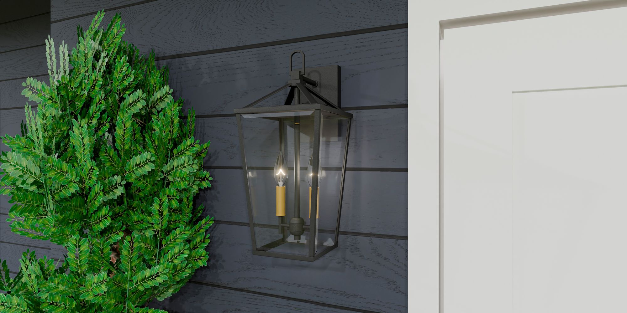 Hull 2-Light Matte Black Outdoor Wall Lantern