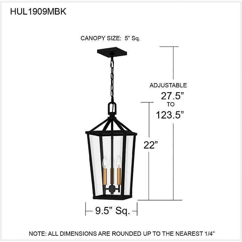 Image 7 Hull 3-Light Matte Black Outdoor Hanging Lantern more views