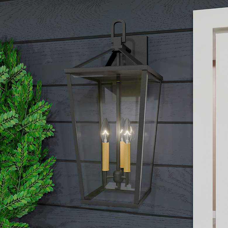 Image 1 Hull 3-Light Matte Black Outdoor Wall Lantern