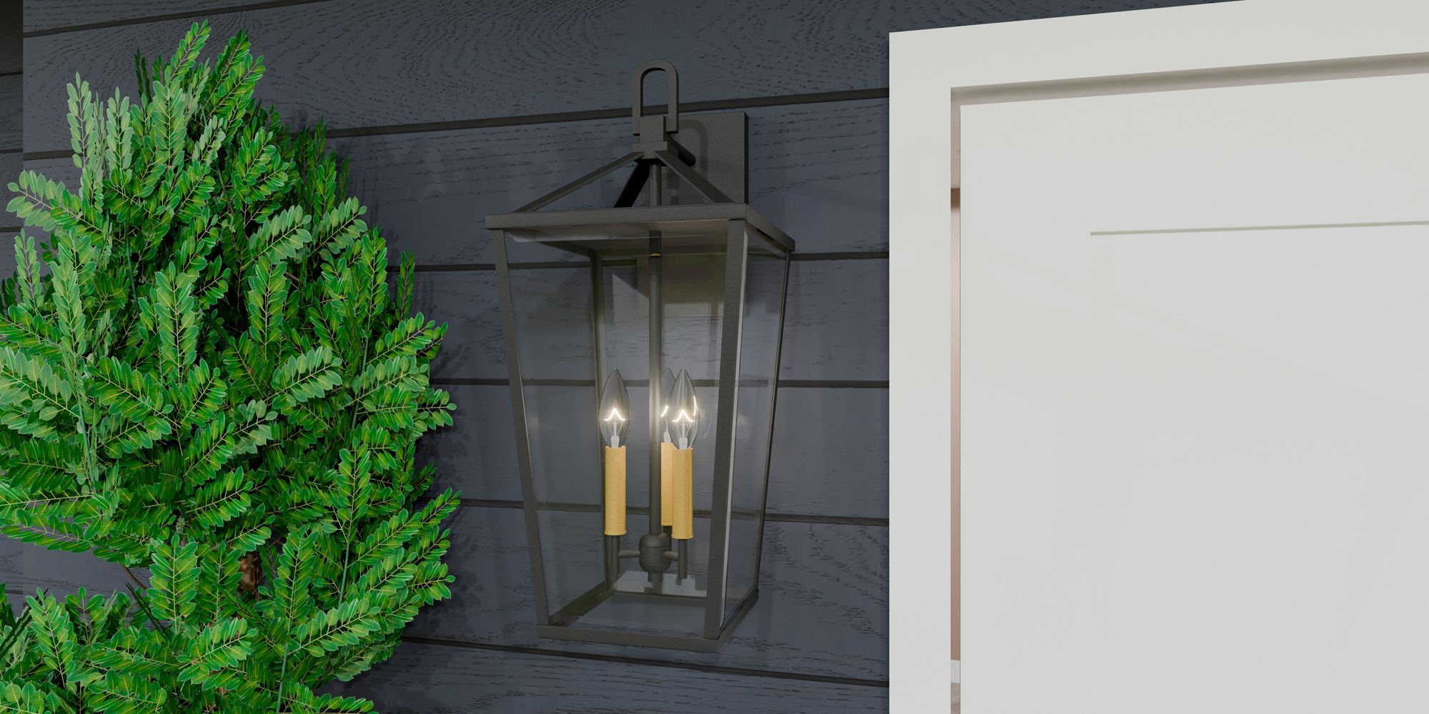 Hull 3-Light Matte Black Outdoor Wall Lantern