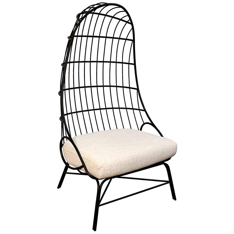 Image 1 Hull Black Chair - Cream Linen Upholstery
