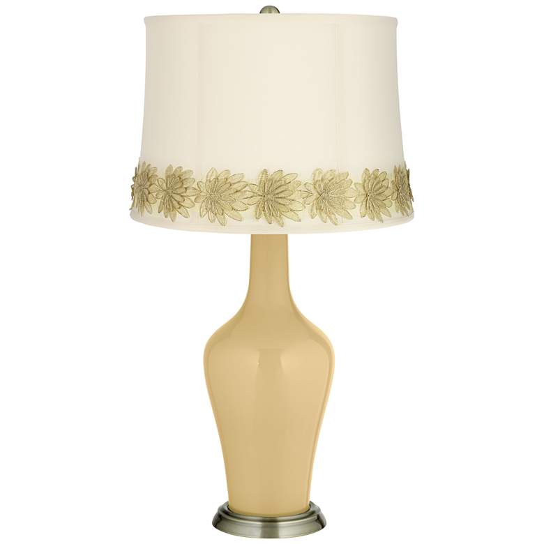 Image 1 Humble Gold Anya Table Lamp with Flower Applique Trim