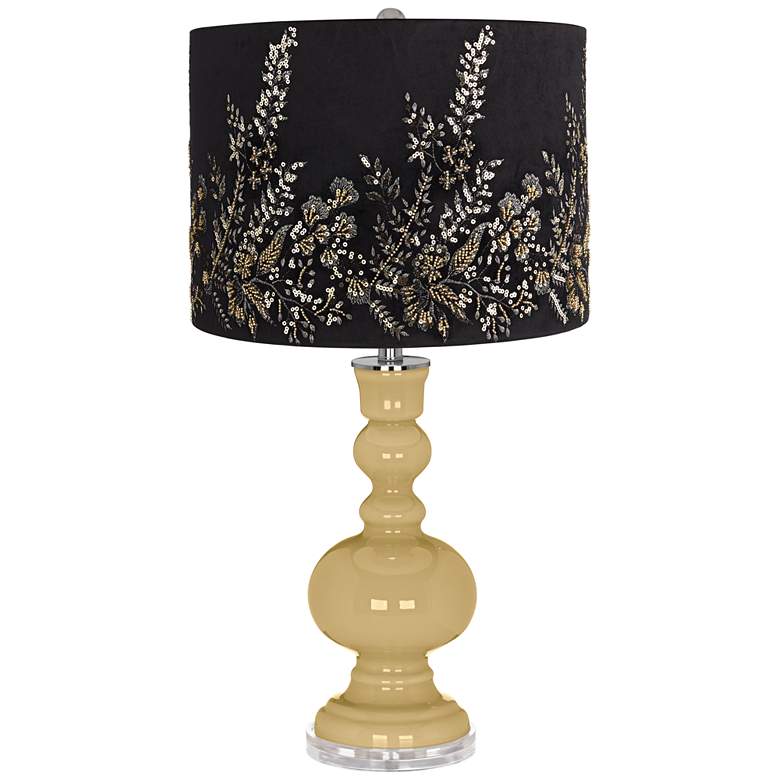 Image 1 Humble Gold Apothecary Table Lamp w/ Black Gold Beading Shade