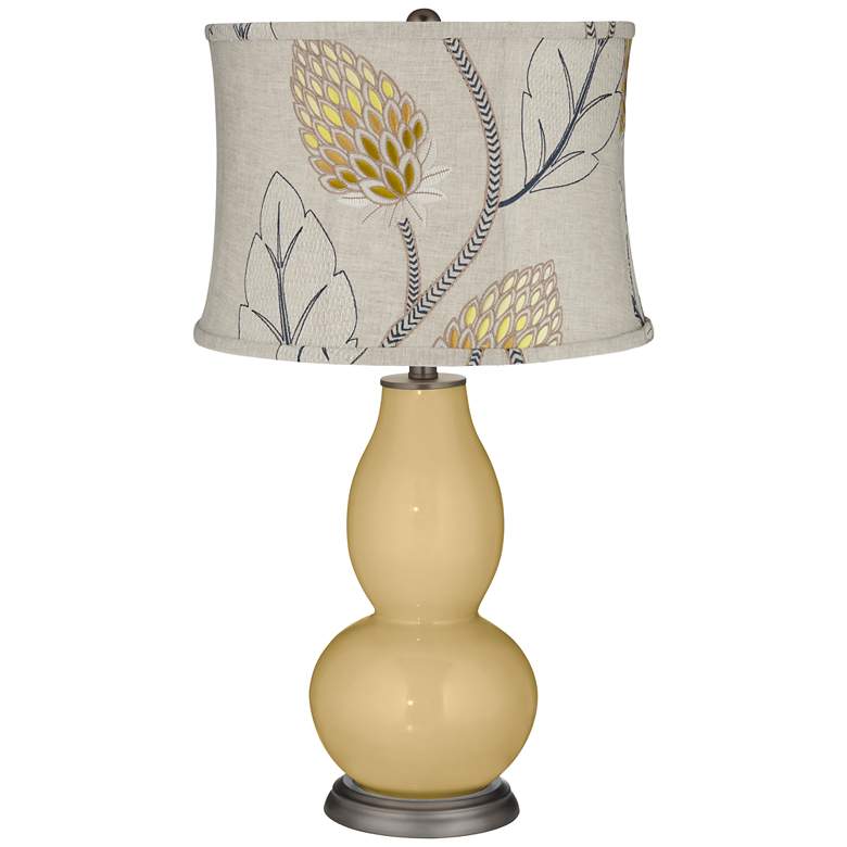 Image 1 Humble Gold Beige Thistles Shade Double Gourd Table Lamp
