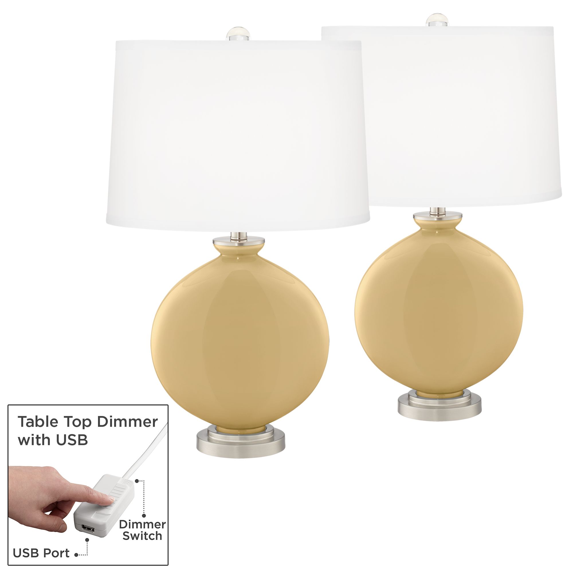 Image Humble Gold Carrie Table Lamp Set of 2 with Dimmers