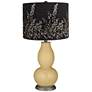 Humble Gold Double Gourd Table Lamp w/ Black Gold Beading Shade