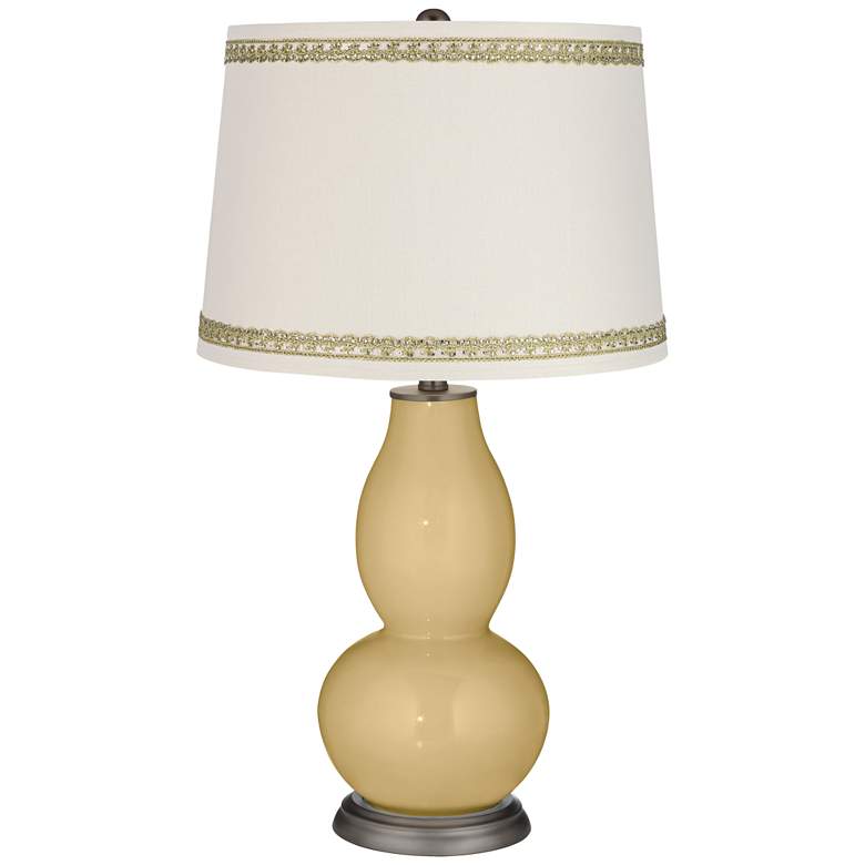 Image 1 Humble Gold Double Gourd Table Lamp with Rhinestone Lace Trim