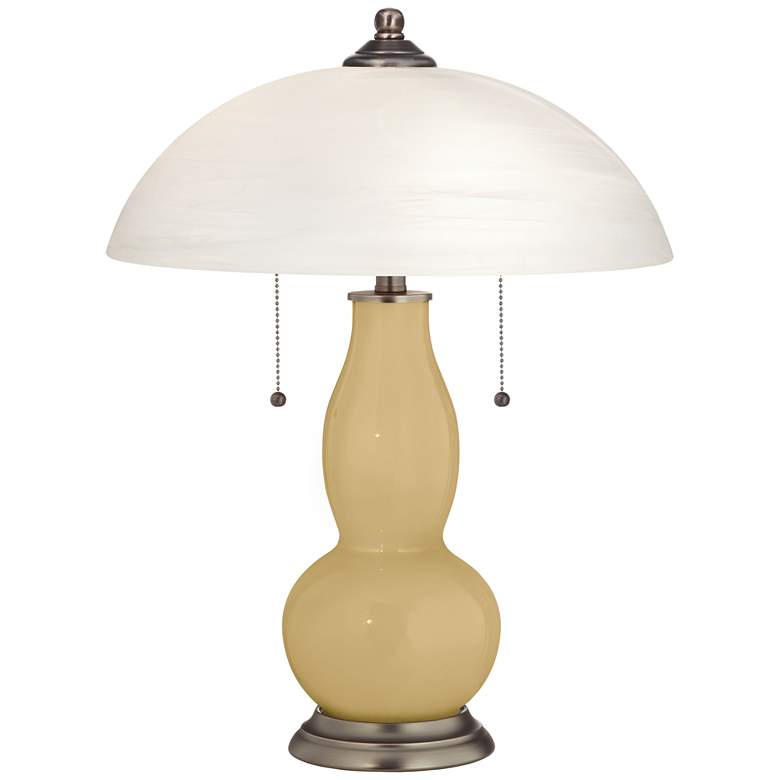 Image 1 Humble Gold Gourd-Shaped Table Lamp with Alabaster Shade