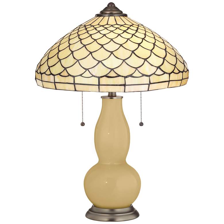 Image 1 Humble Gold Gourd Table Lamp with Scalloped Shade