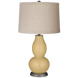 Image1 of Humble Gold Linen Drum Shade Double Gourd Table Lamp